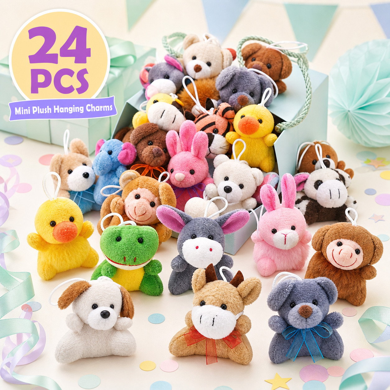 24 Pack Mini Plush Animal Charms 2 24 Pack Mini Plush Animal Charms 2
