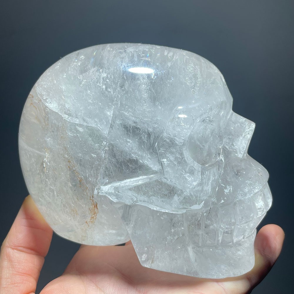 HUGE 1.68kg Clear Quartz Crystal Skull Life Size Carving Master Healer for Altar