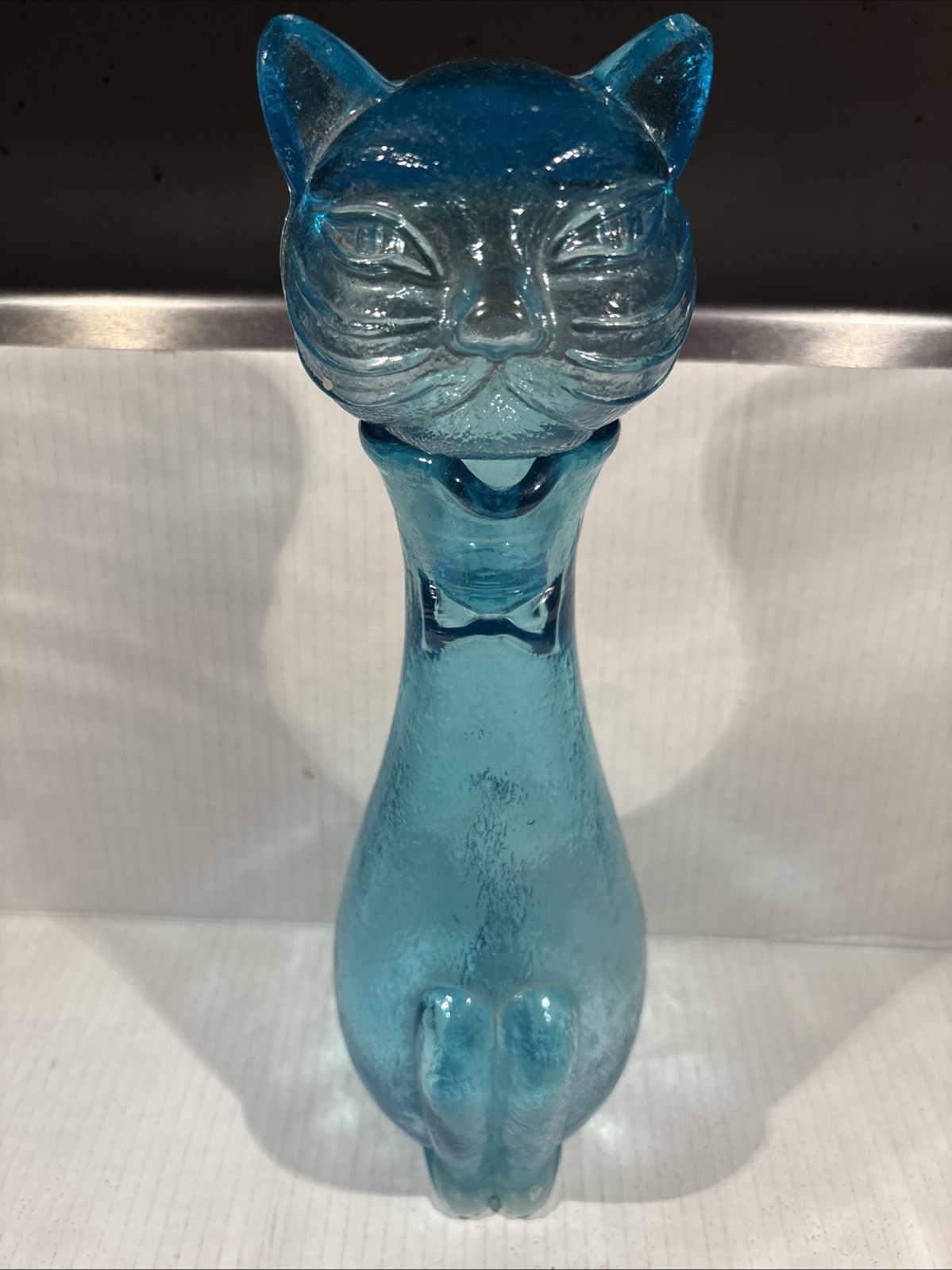 Vintage Ruffino Empoli Cat Decanter Bottle Teal Blue 1960s MCM Italian Glass 13\ Vintage Ruffino Empoli Cat Decanter Bottle Teal Blue 1960s MCM Italian Glass 13\