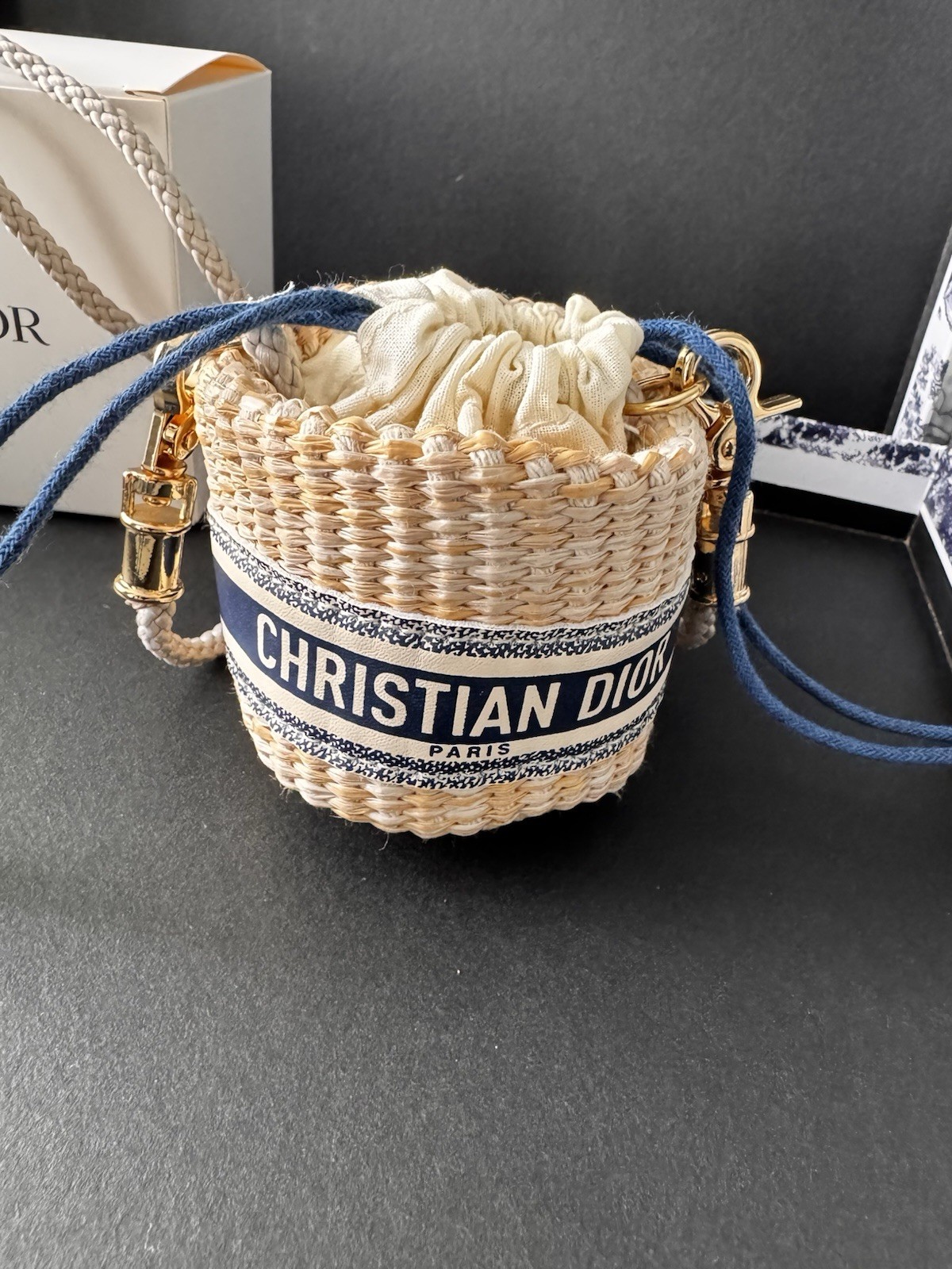 Christian Dior Straw Pouch Mini Shoulder Bag Novelty VIP limited - New w/Box