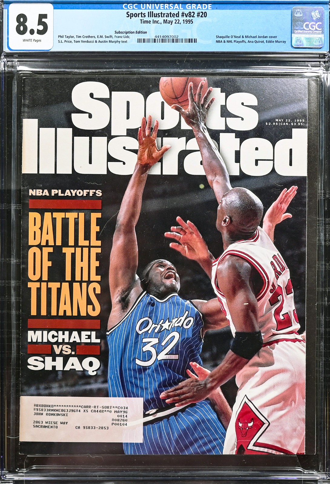 Michael Jordan Shaq Sports Illustrated 5/22/1995 CGC 8.5 White Pages