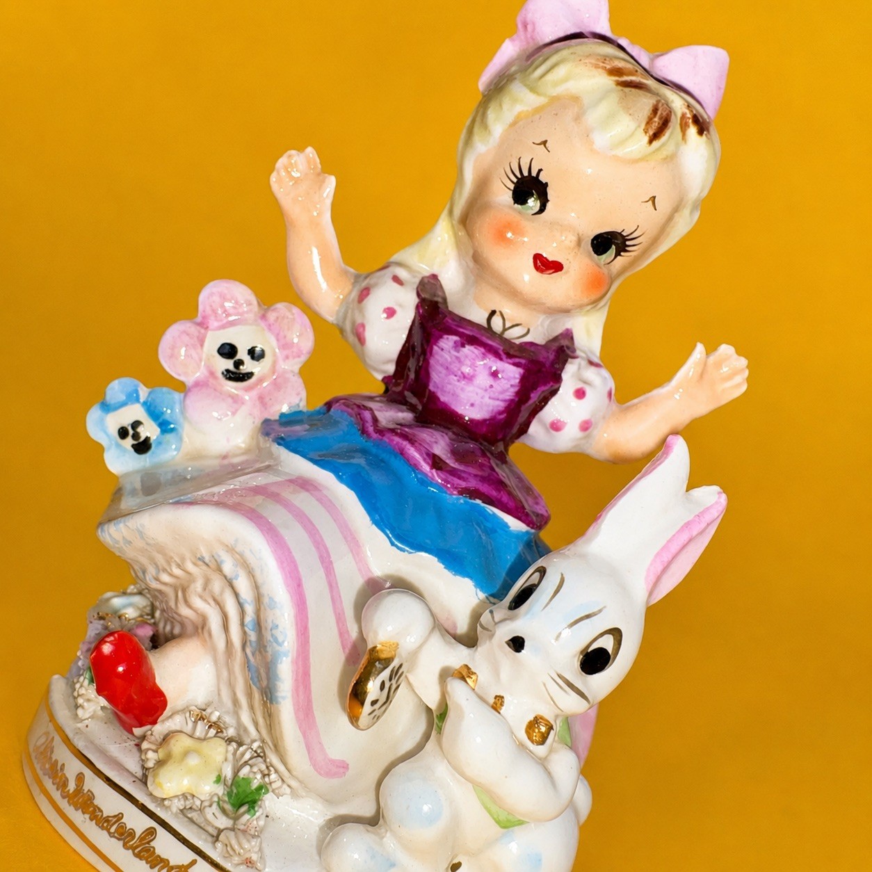 ULTRA RARE TMJ Vtg Alice in Wonderland Girl Rabbit Figurine Statue Napco Lefton