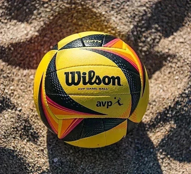 Wilson AVP OPTX Official Beach Volleyball Tour Match Game Ball - Black/Yellow Wilson AVP OPTX Official Beach Volleyball Tour Match Game Ball - Black/Yellow