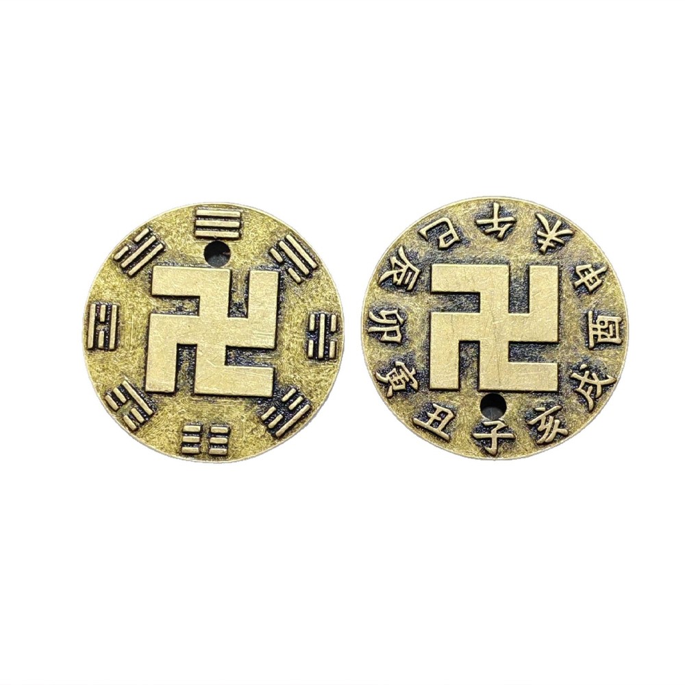 Retro China Old Copper Swastika Coin Eight Trigrams Pendant Amulet Lucky Coin Retro China Old Copper Swastika Coin Eight Trigrams Pendant Amulet Lucky Coin