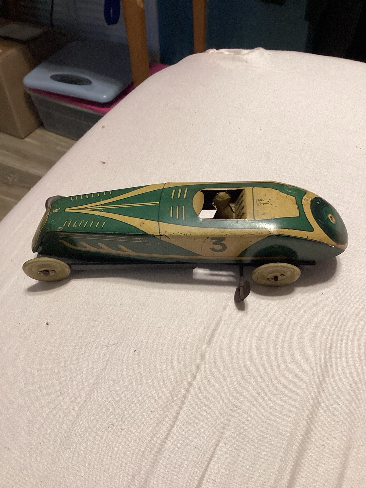 Beautiful Eye Catching French Clockwork Tin Racer #3. Working Perfectly Beautiful Eye Catching French Clockwork Tin Racer #3. Working Perfectly