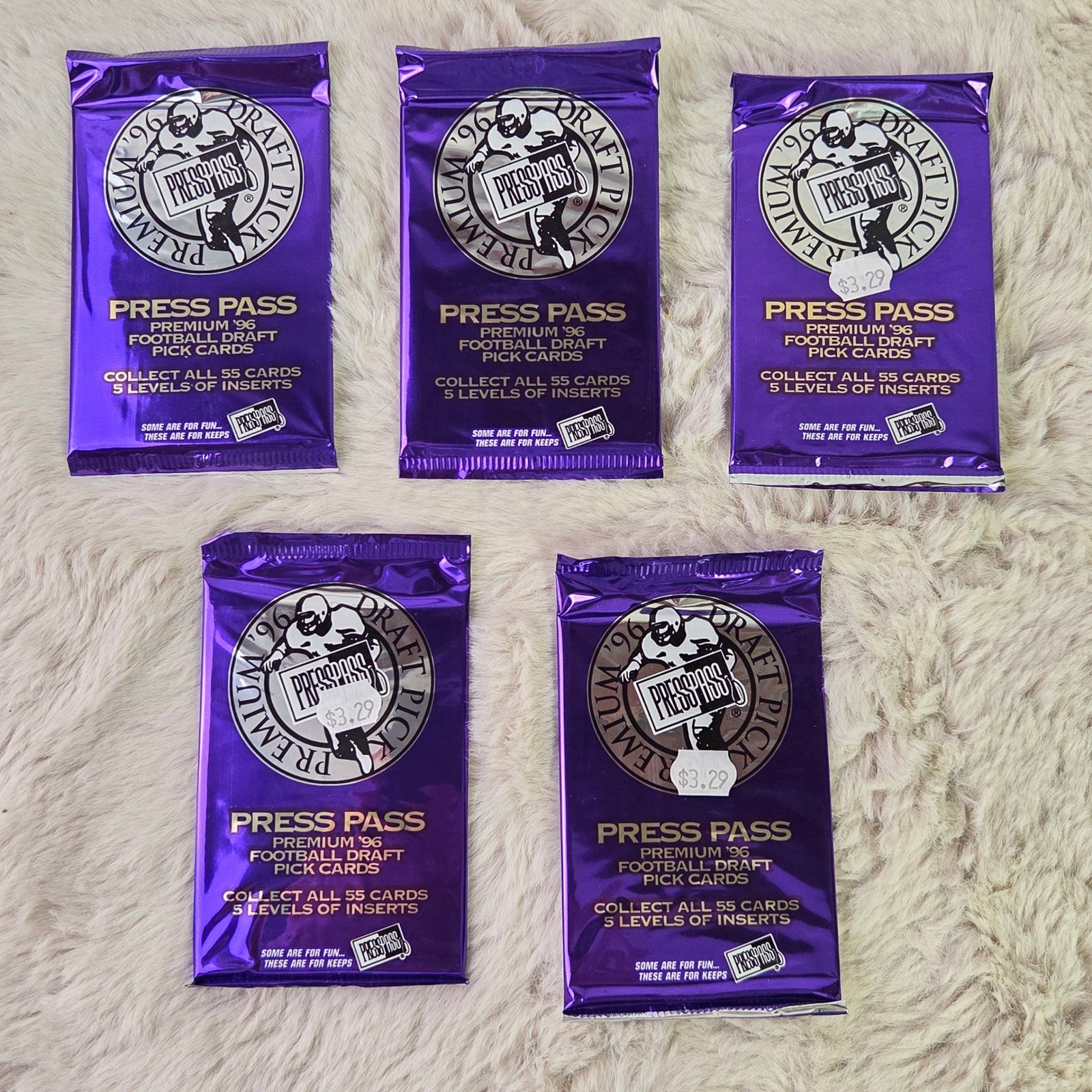 Lot of 5 1996 Press Pass Premium Football Draft Pick Cards Sealed Packs Vintage Lot of 5 1996 Press Pass Premium Football Draft Pick Cards Sealed Packs Vintage