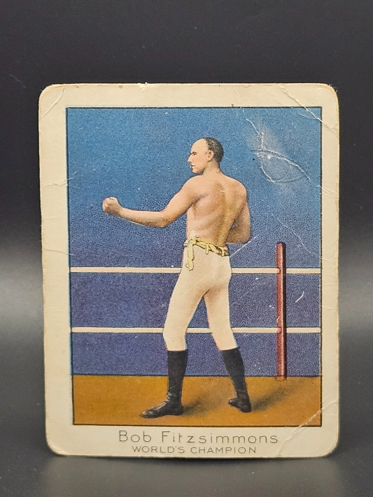 1910 T220 Bob Fitzsimmons Mecca Back Boxing HOF Prize Fighter - Good Crease