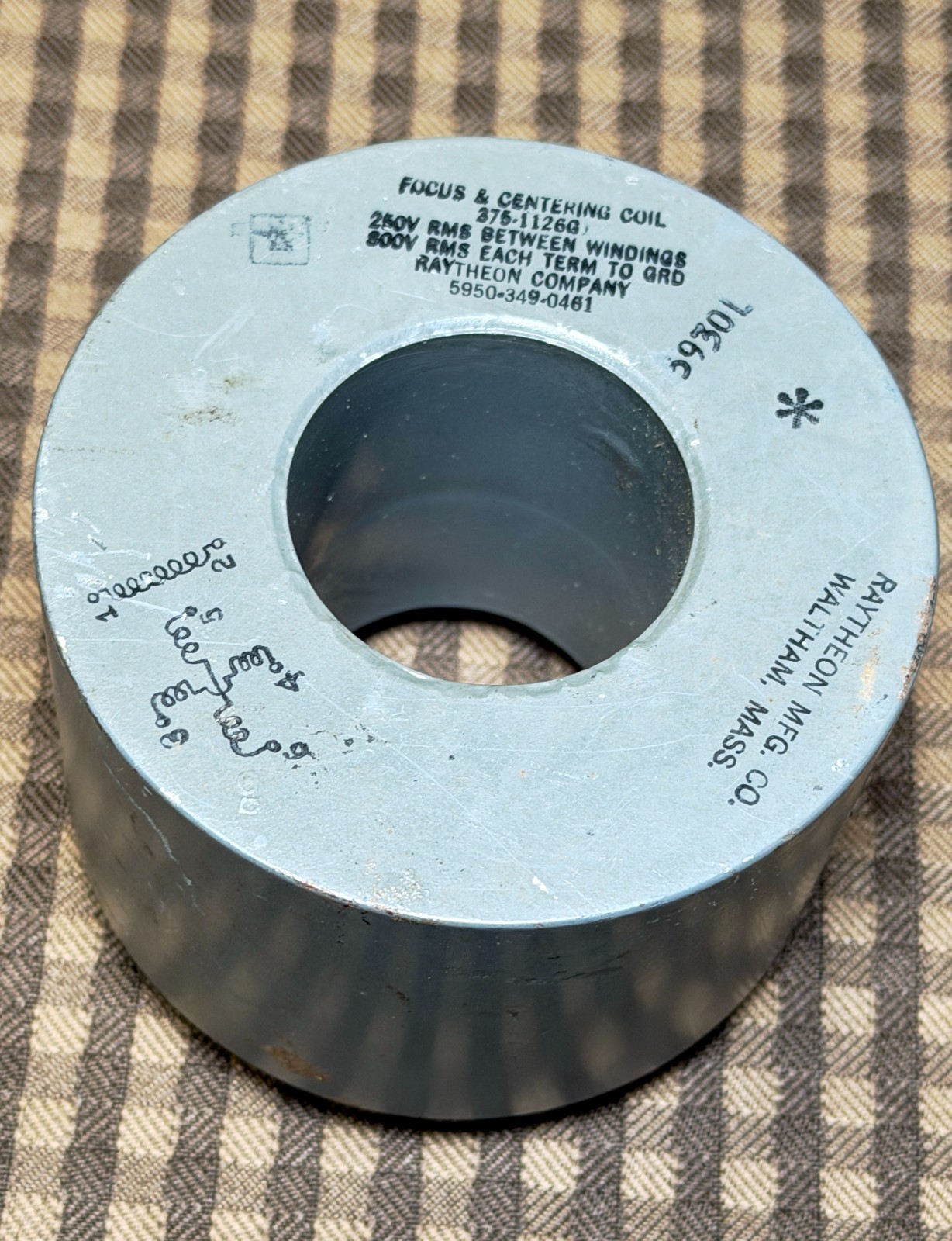 Vintage Raytheon Focus Centering Coil 250V Between Windings 800v Term To Ground
