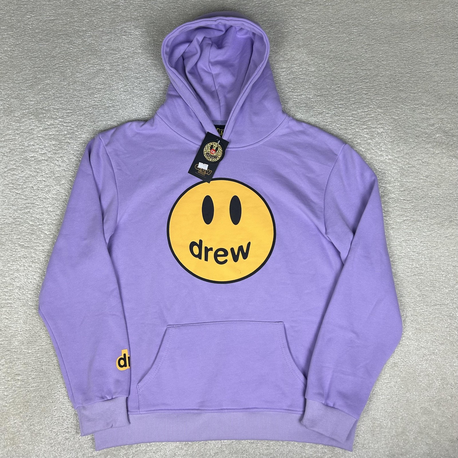 Drew House Hoodie Mens Medium Purple Smiley Face Mascot Logo Pullover Fleece