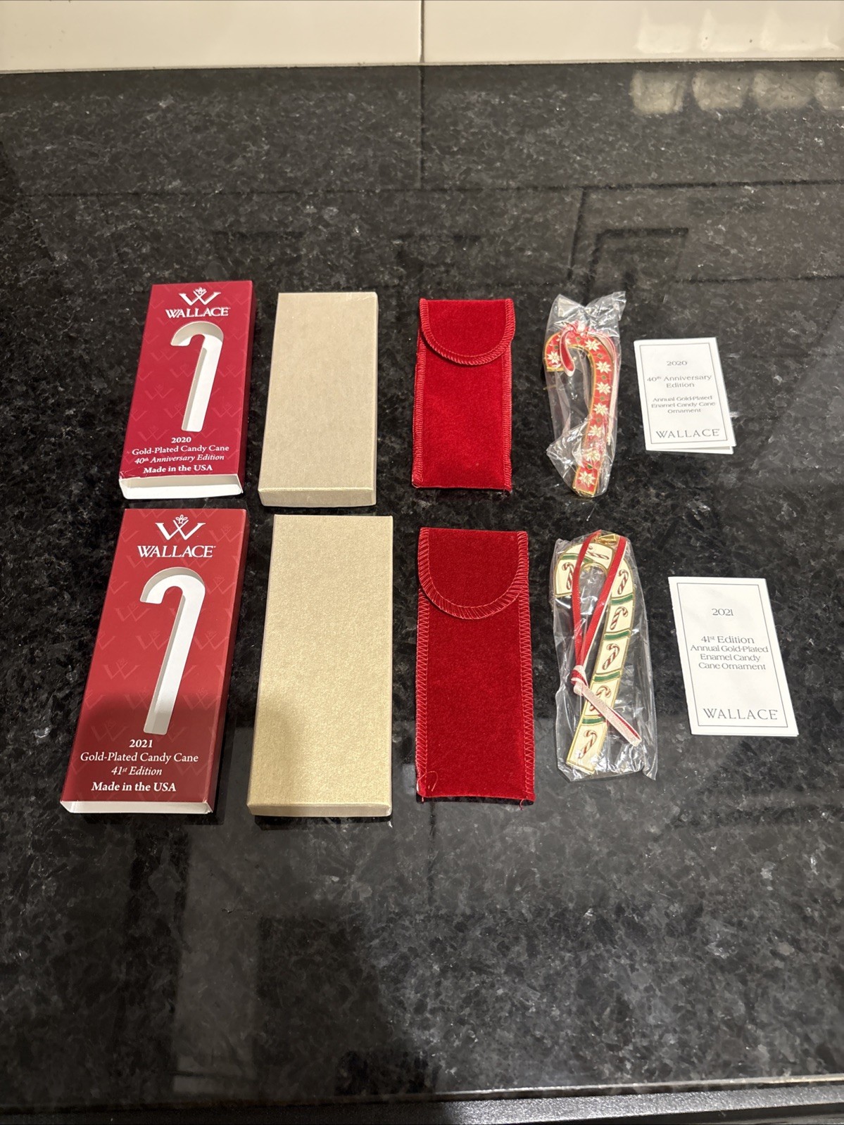 Wallace Gold Plated Candy Canes x2, 2020 40th Anniversary + 2021 41st edt NEW
