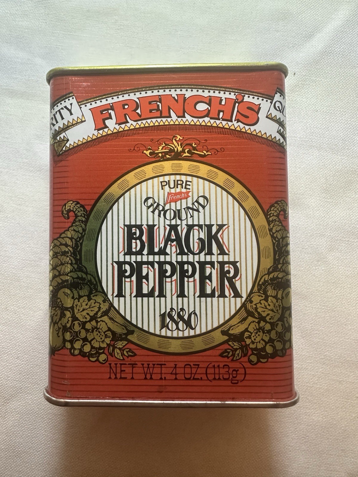 VTG French's Black Pepper Spice Tin COIN BANK Promotion Advertising Rochester NY