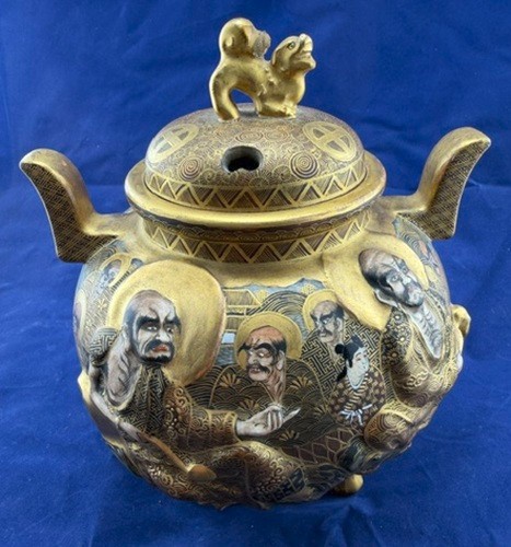 Exquisite Japanese Satsuma Koro Incense Burner Meiji