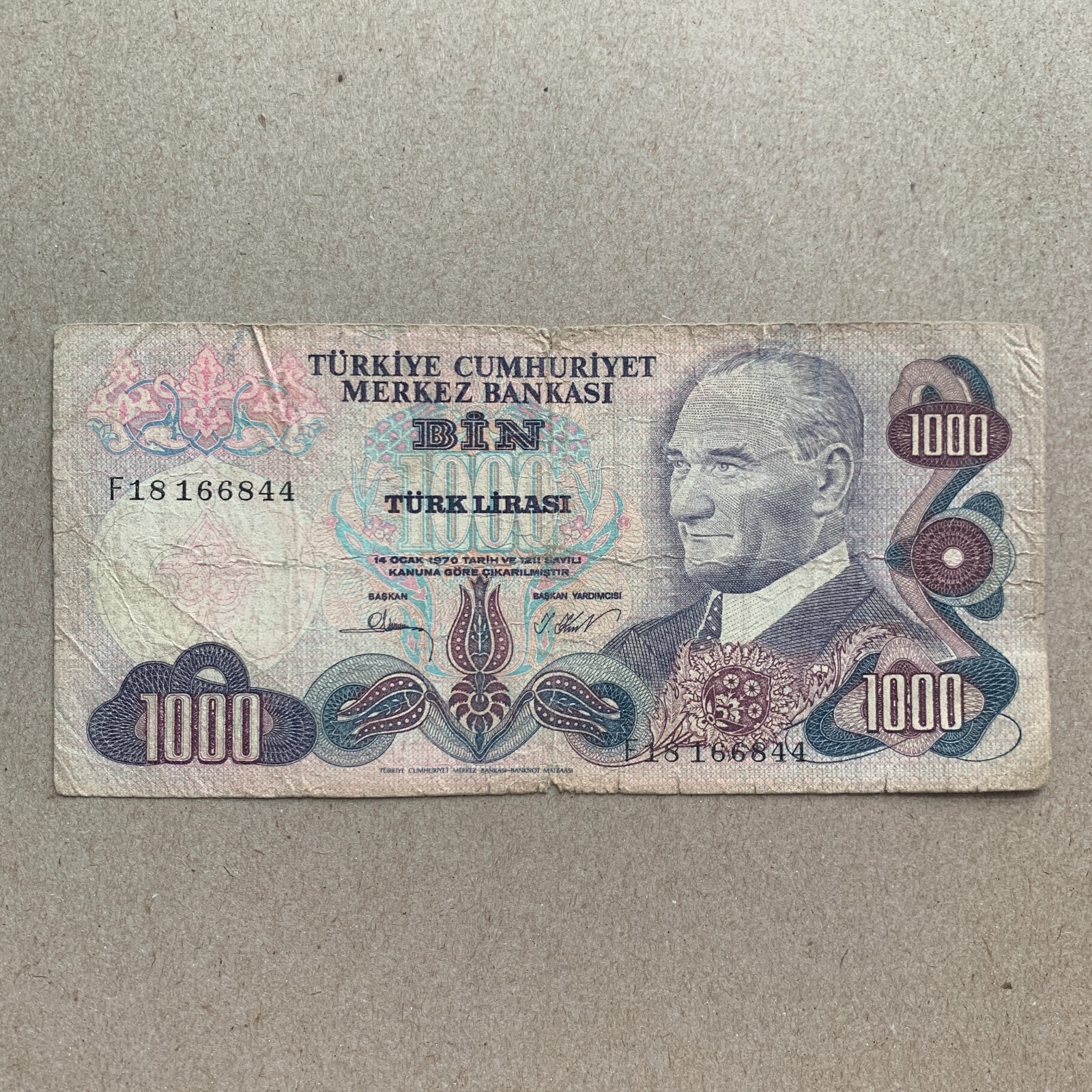 Turkiye Turkey 1000 Lira Banknote Turkish Currency Mor Binlik Ataturk Bosphorus