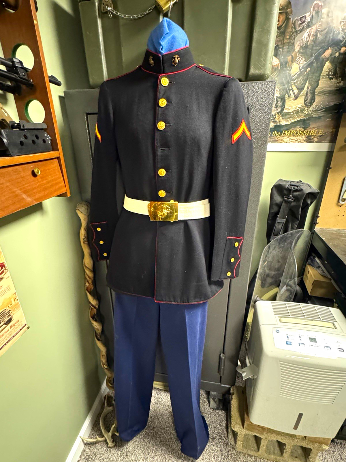 WWII USMC Dress Blues Uniform Tunic Jacket Trousers Pants Belt named & IDed KIA