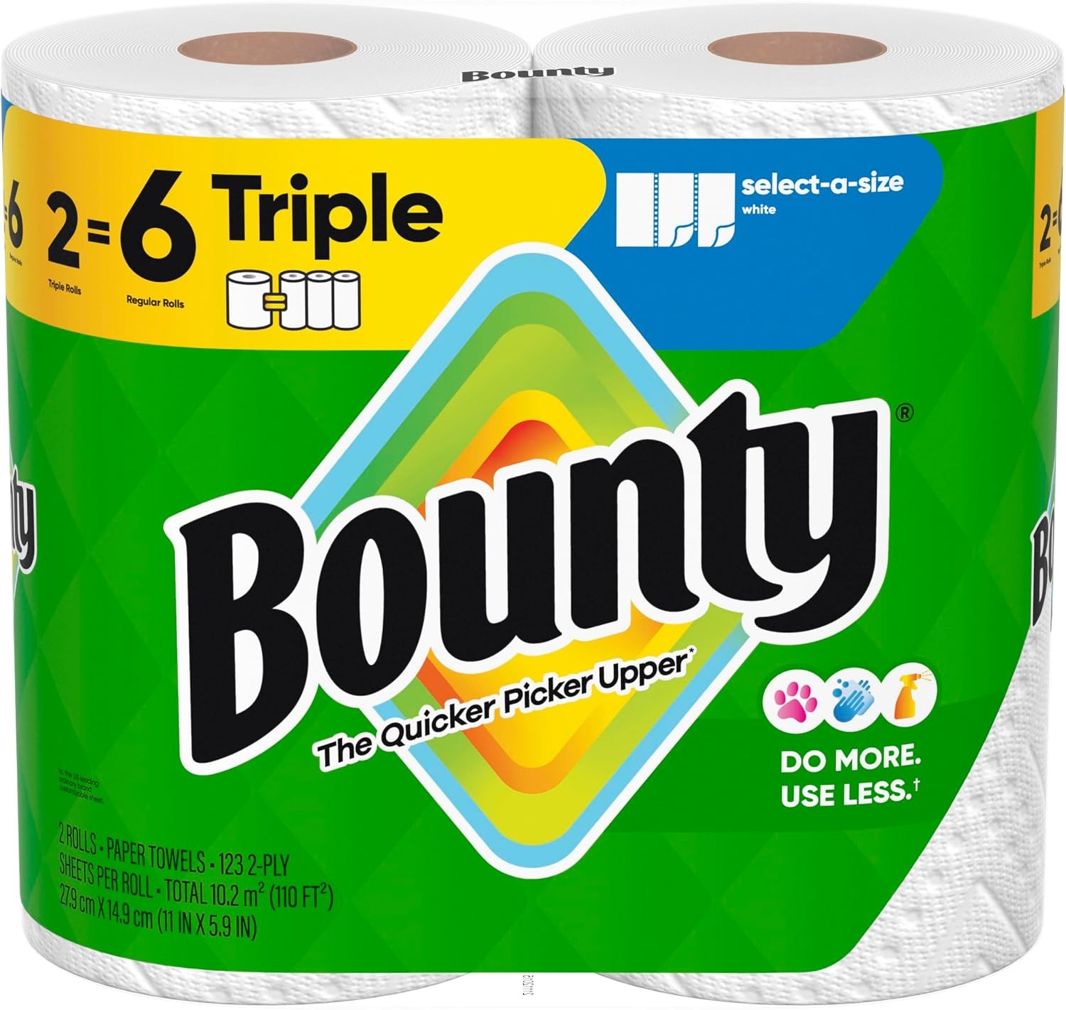 2 Triple Rolls = 6 Regular Rolls, White, Select-A-Size Paper Towels 2 Triple Rolls = 6 Regular Rolls, White, Select-A-Size Paper Towels