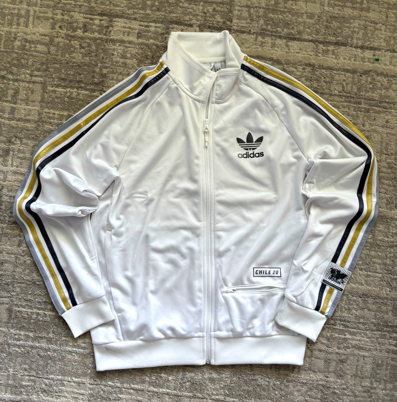 adidas Originals Chile 20 Full Zip Striped Track Jacket Mens M White