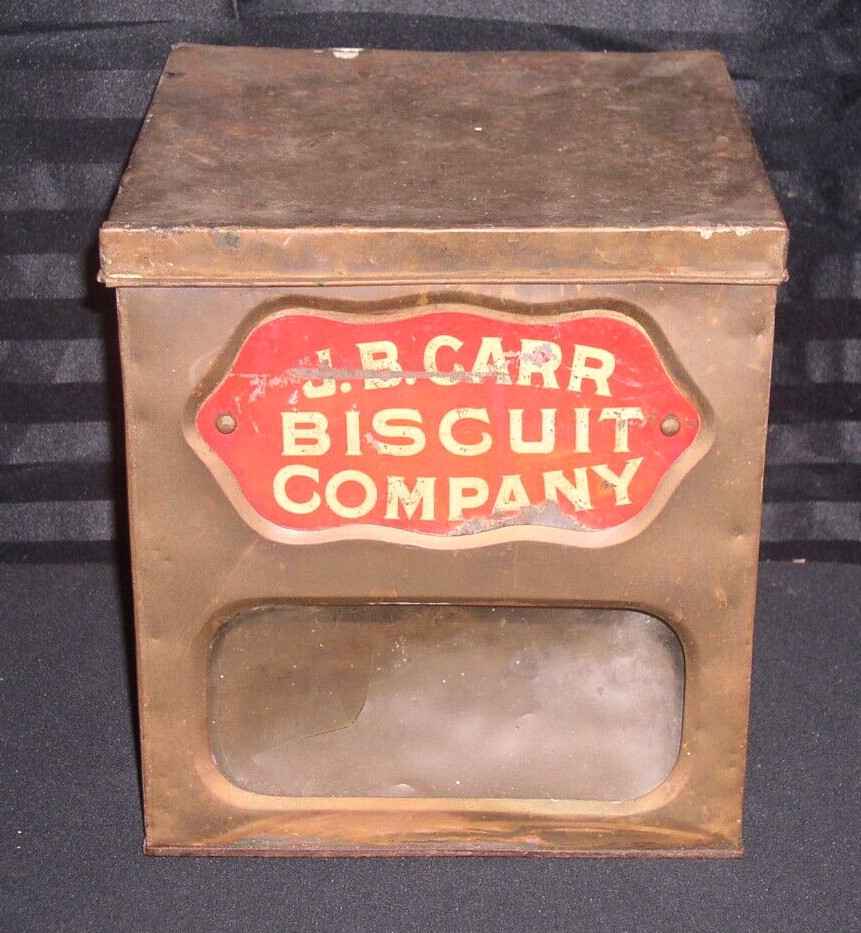 J.B. Carr Biscuit Company~Antique Store Counter Metal Display Box~ 11.5\