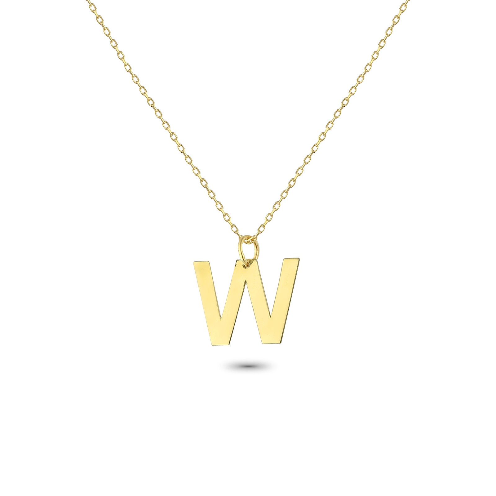 Glorria 14k Solid Gold W Letter Necklace