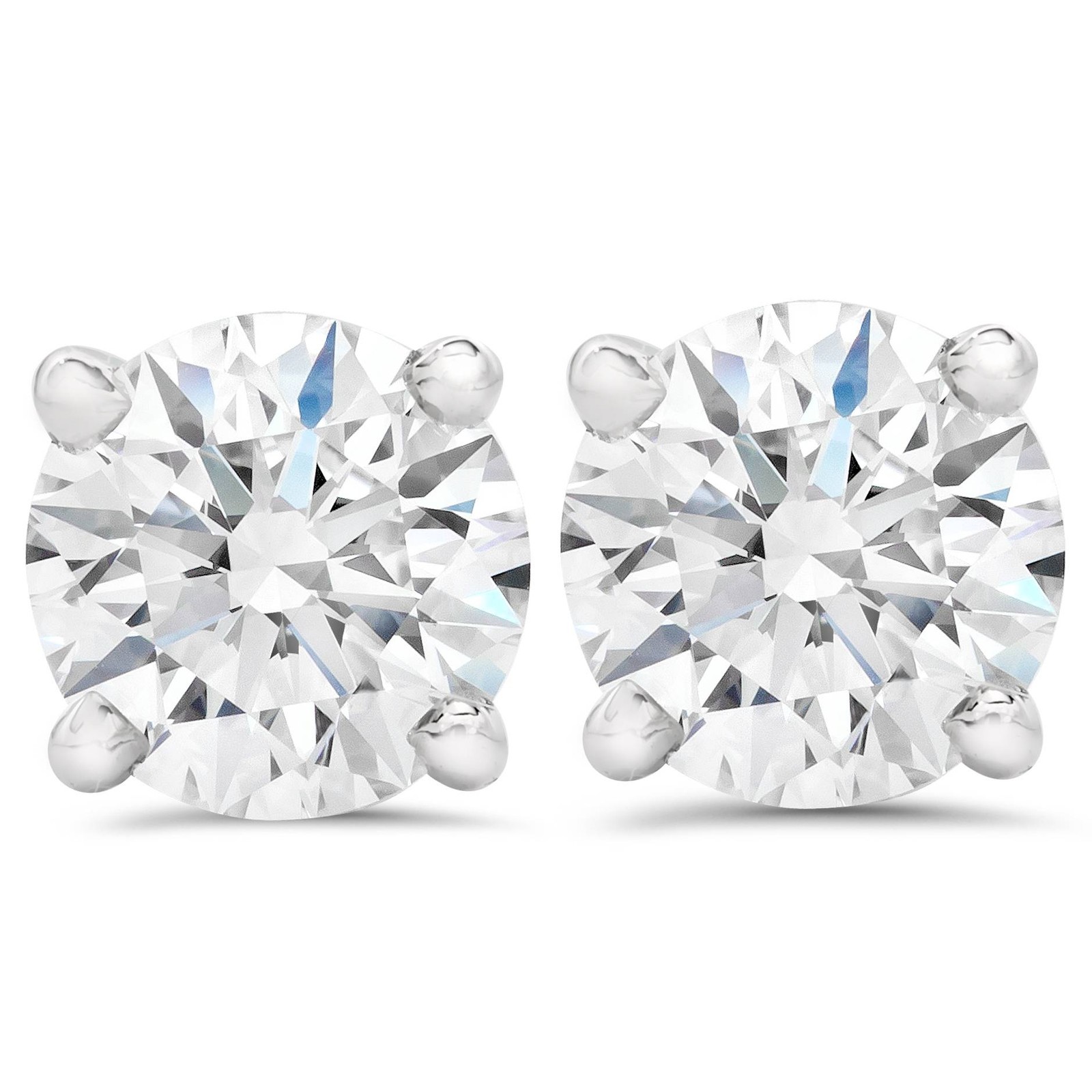 1.50ct Lab Grown Diamond Studs 14k White Gold Screw Backs