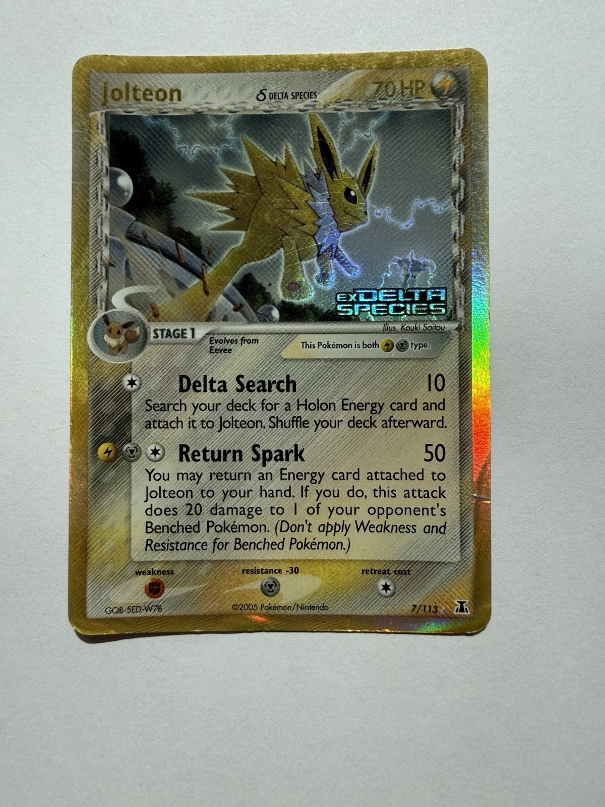 Jolteon Delta Species Reverse Holo Card 7/113 Jolteon Delta Species Reverse Holo Card 7/113