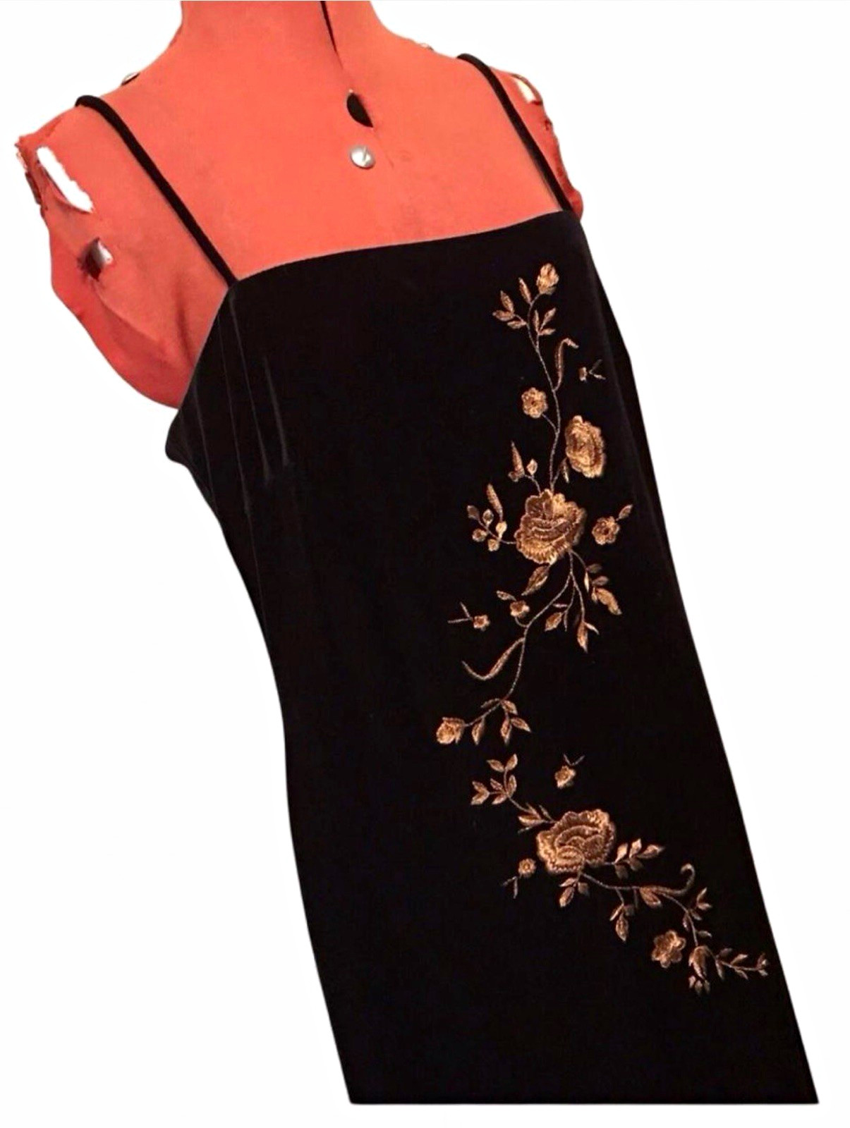 Vintage 90s Whimsigoth Arianna by Rachael Kaye Embroidered Black Velvet Maxi
