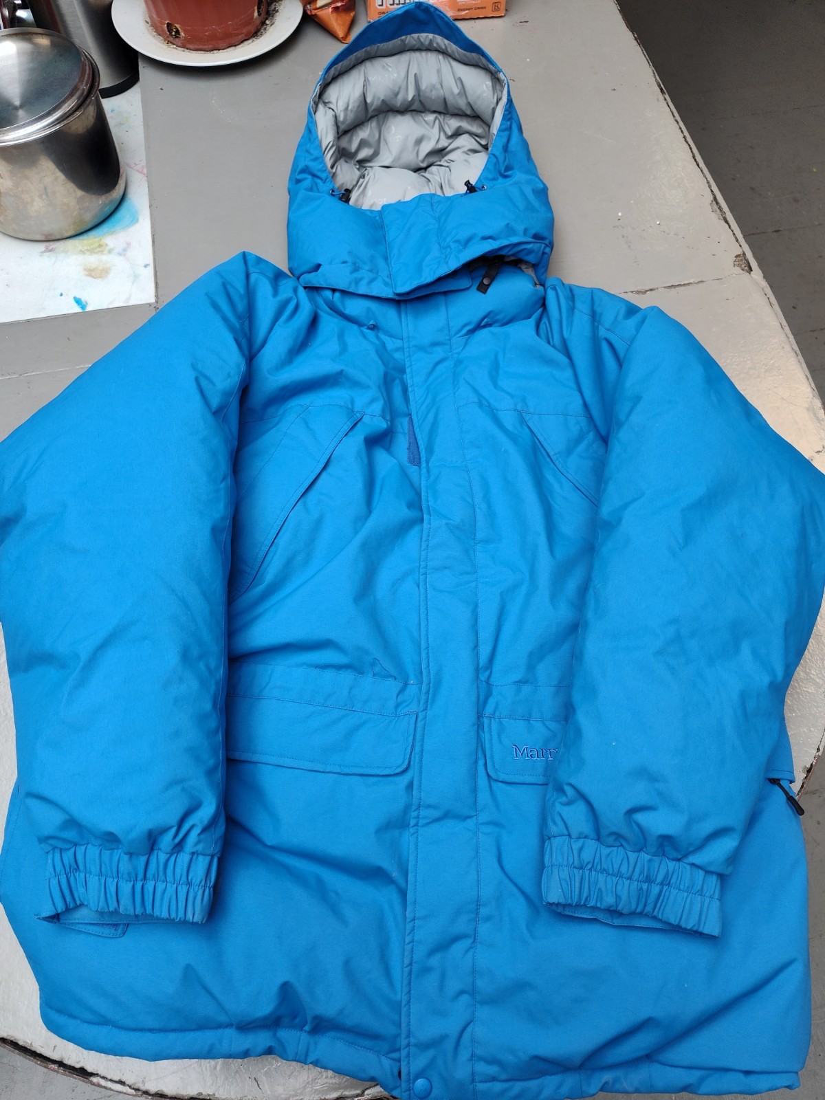 🧥 Marmot Down Expedition Parka Men’s XXL Blue – 80% Goose Down – Denali Alaska