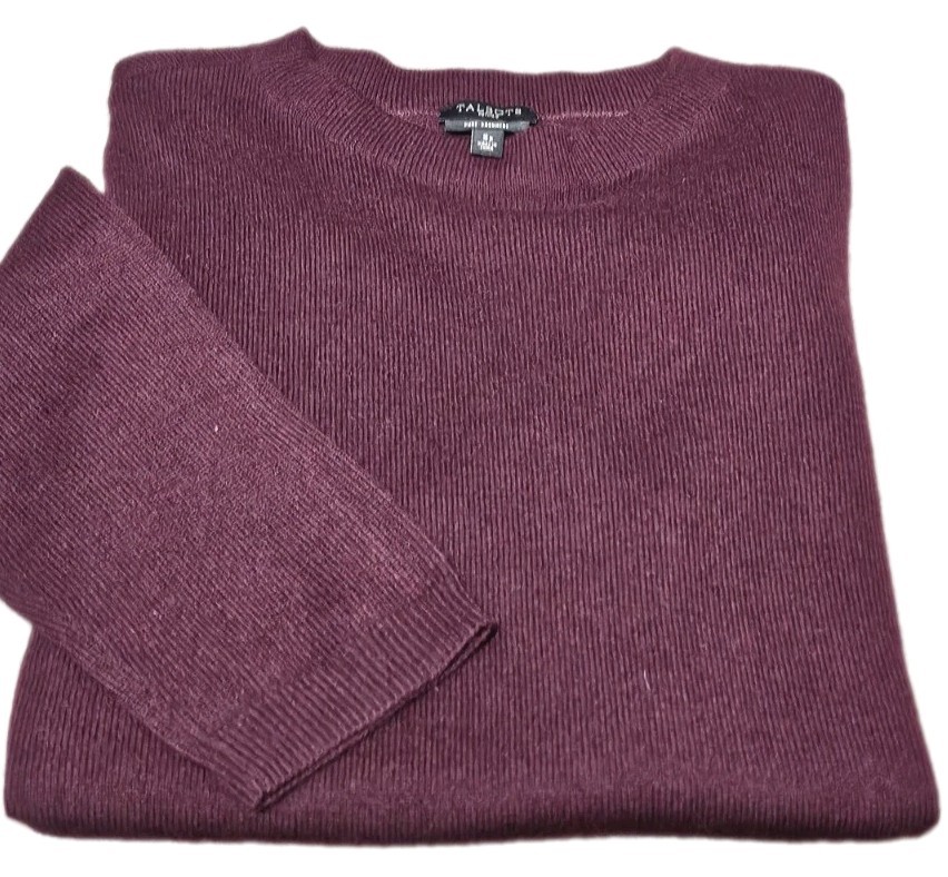 Talbots Petites Womens Cashmere Sweater Burgundy Long Sleeve Crewneck-(S/P) Talbots Petites Womens Cashmere Sweater Burgundy Long Sleeve Crewneck-(S/P)