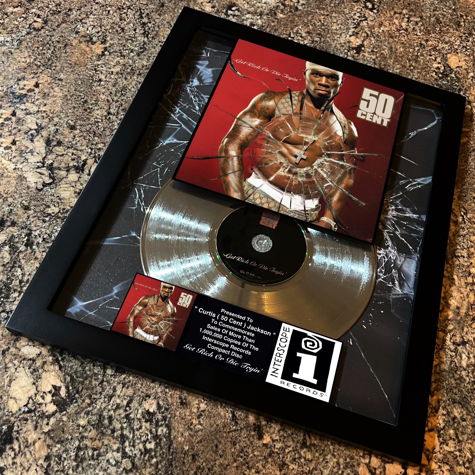 50 CENT ( Get Rich Or Die Tryin\' ) Platinum Music Award Vinyl LP Record CD