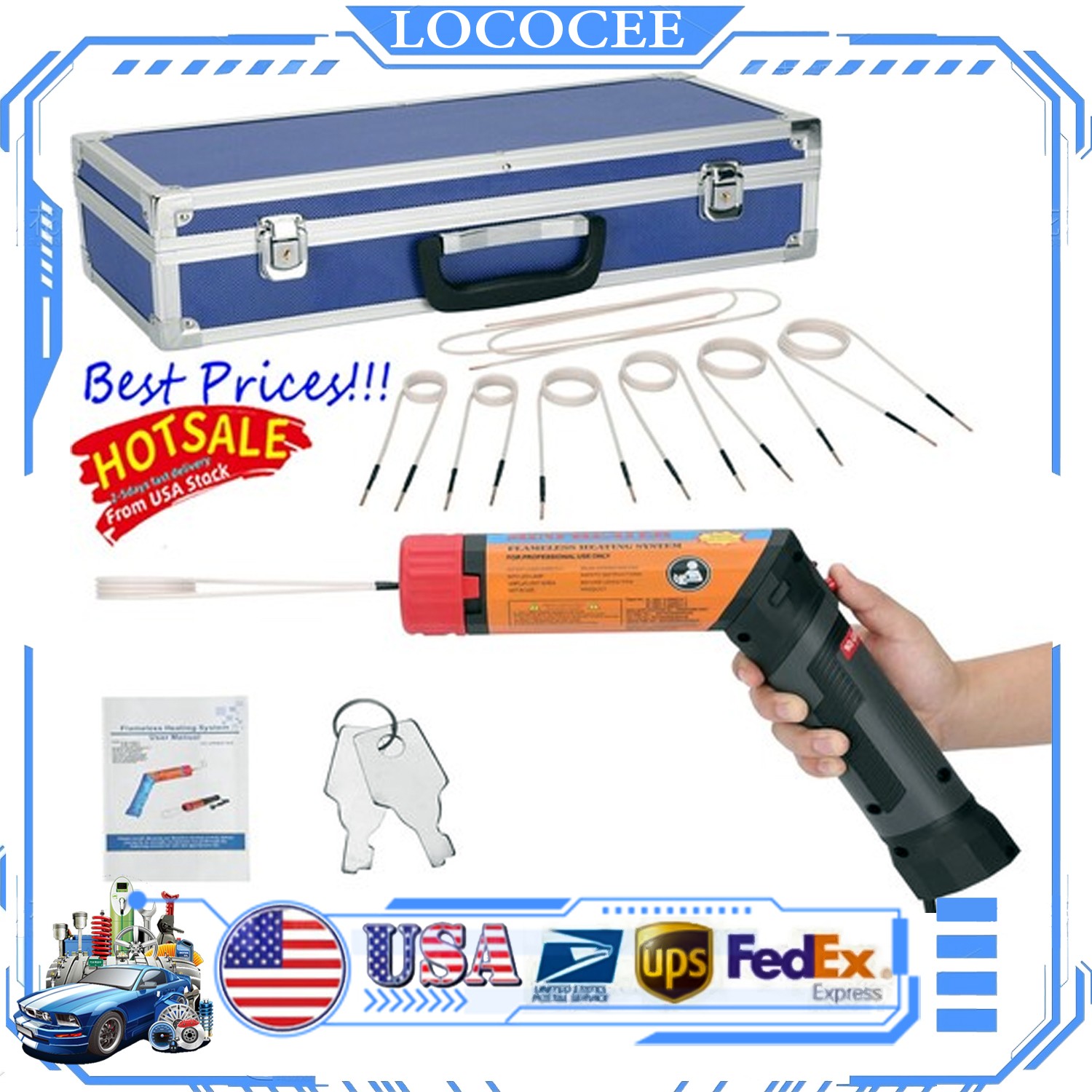 Magnetic Induction Heater Kit with 8 Coils Portable Heat Induction Tool USA