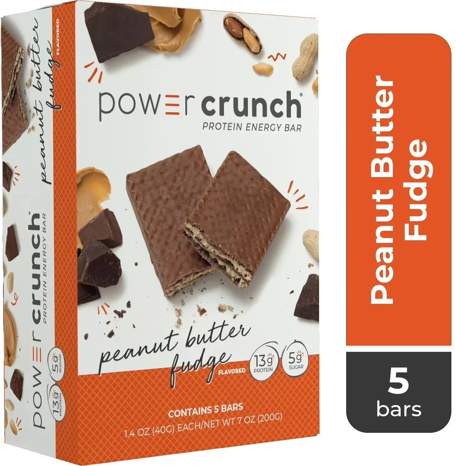 Power Crunch Original Protein Energy Bars, Peanut Butter Fudge, 1.4 oz, 5 Count Power Crunch Original Protein Energy Bars, Peanut Butter Fudge, 1.4 oz, 5 Count