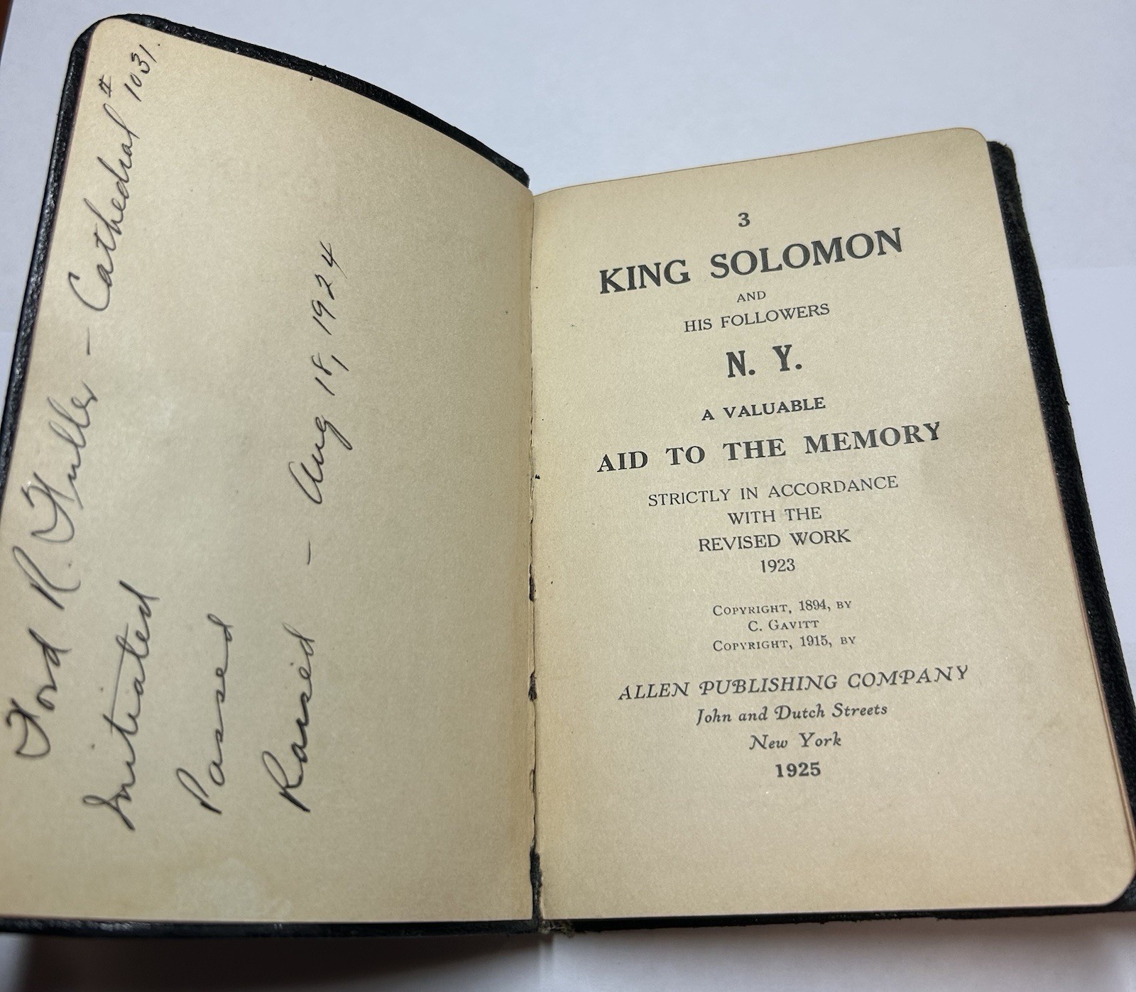 King Solomon & His Followers, A valuable aid to the memory, Revised Work 1923