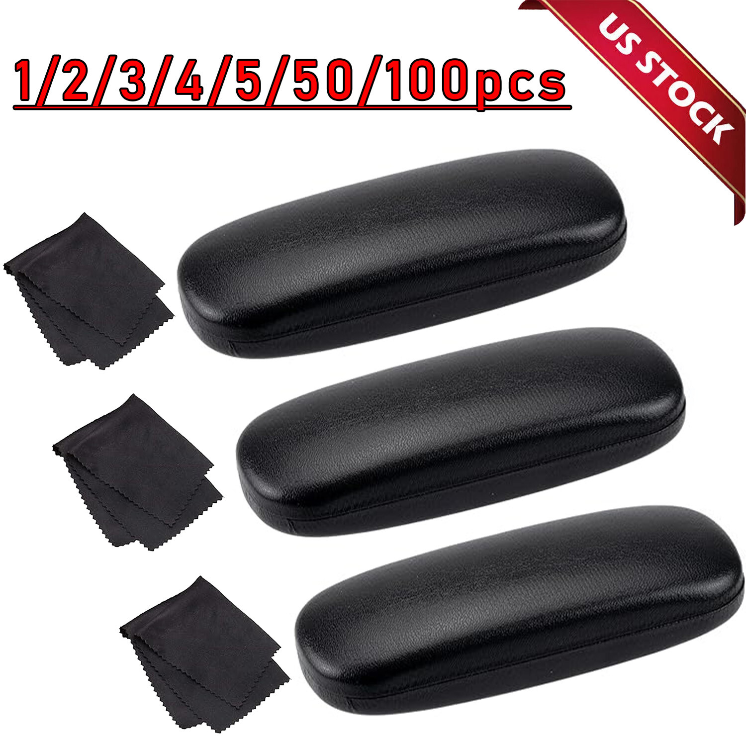 NEW Clam Shell Hard Eyeglasses PU Glasses Case Black w/Microfiber Cleaning Cloth NEW Clam Shell Hard Eyeglasses PU Glasses Case Black w/Microfiber Cleaning Cloth