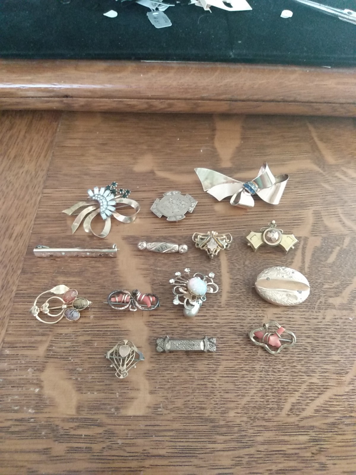 Antique Lot Of 14 Gold Fill Pins Deco Victorian Edwardian 52 Grams