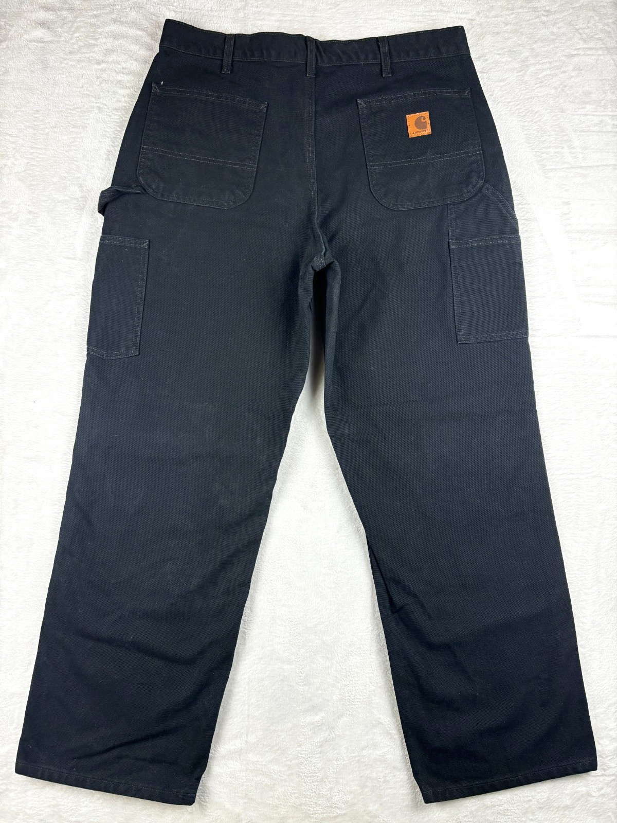 Carhartt B11 Duck Dungaree Pants Mens 36x30 Black Canvas Carpenter Workwear