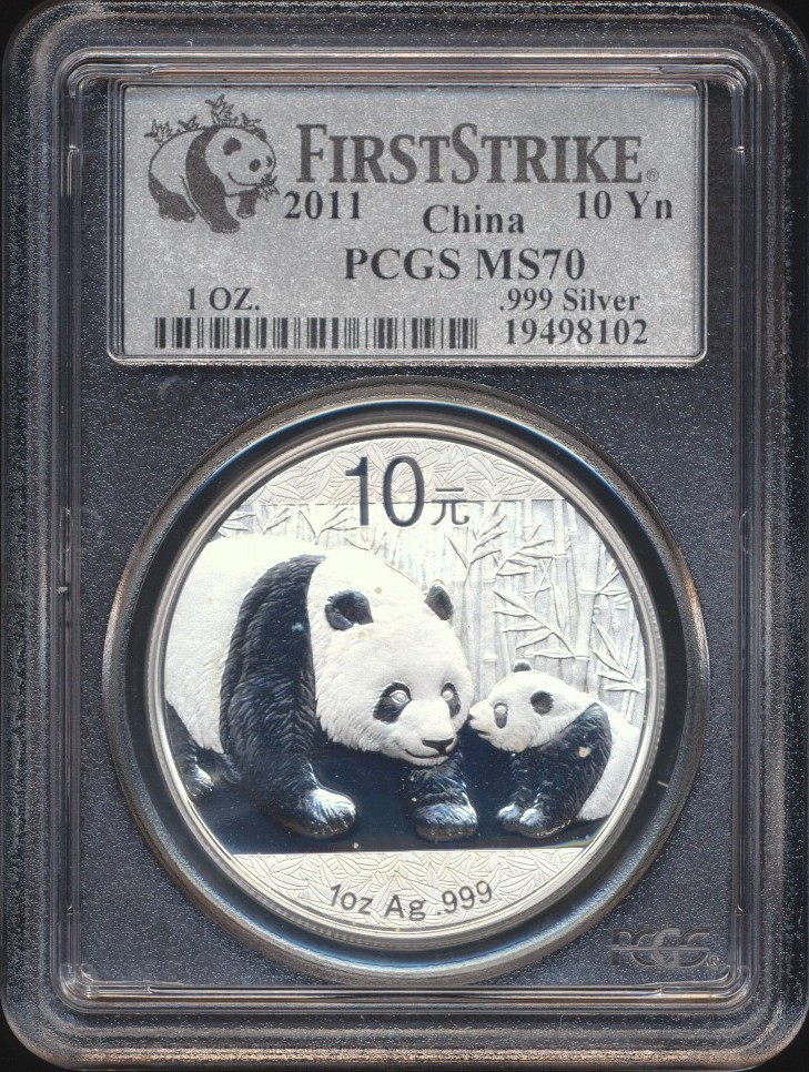 2011 China Panda 1oz .999 Silver - 10 Yuan - PCGS MS70 - FIRST STRIKE 2011 China Panda 1oz .999 Silver - 10 Yuan - PCGS MS70 - FIRST STRIKE
