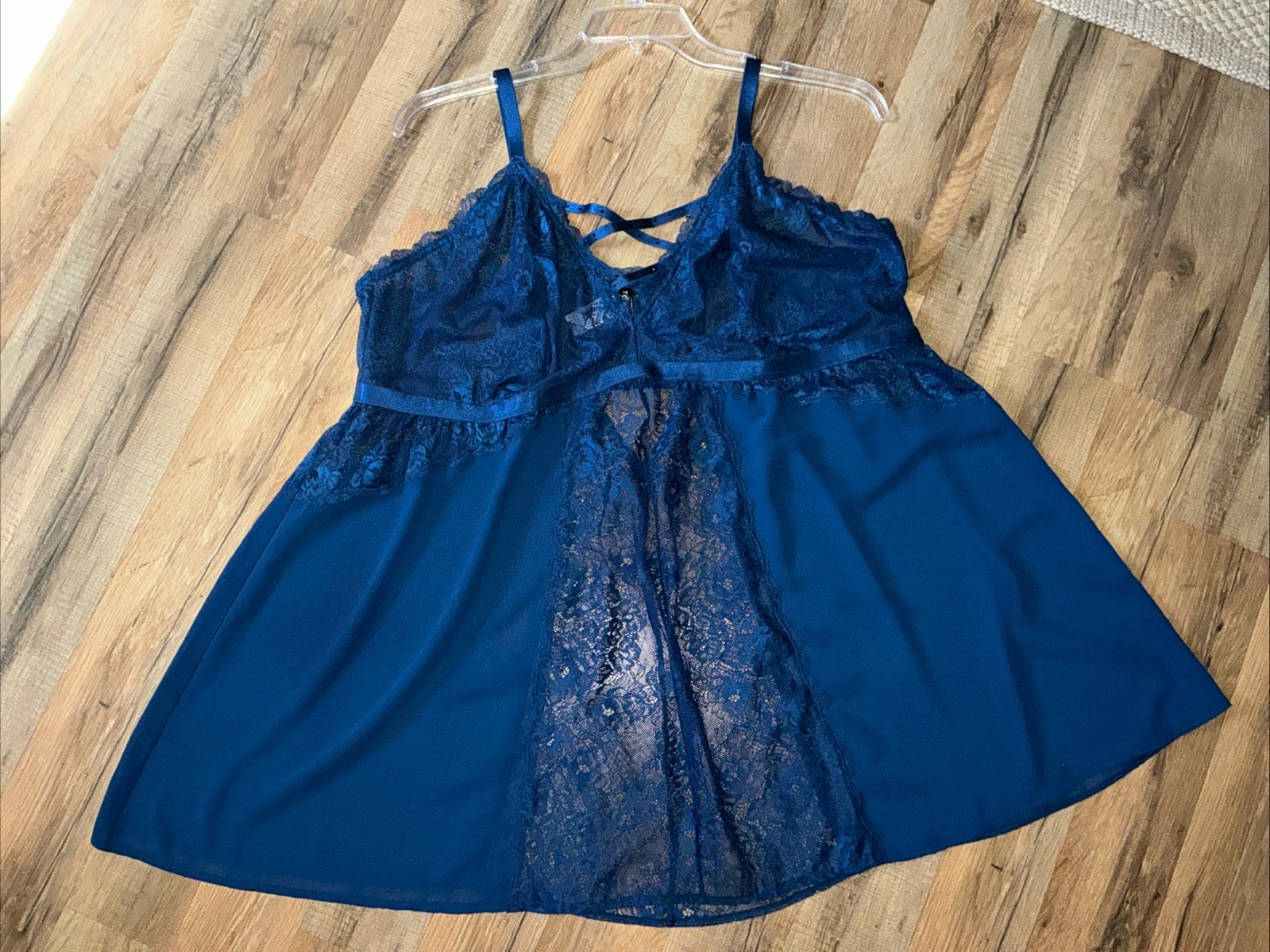 Torrid GlamLace StrappyBling Babydoll Nightie Sz 4 ESTATE BLUE Polyblend NWT $65 Torrid GlamLace StrappyBling Babydoll Nightie Sz 4 ESTATE BLUE Polyblend NWT $65