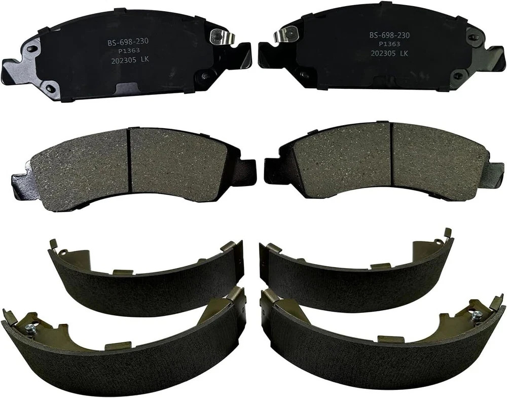 Front Ceramic Brake Pads and Rear Brake Shoes for 2008-2013 Chevy Silverado 1..