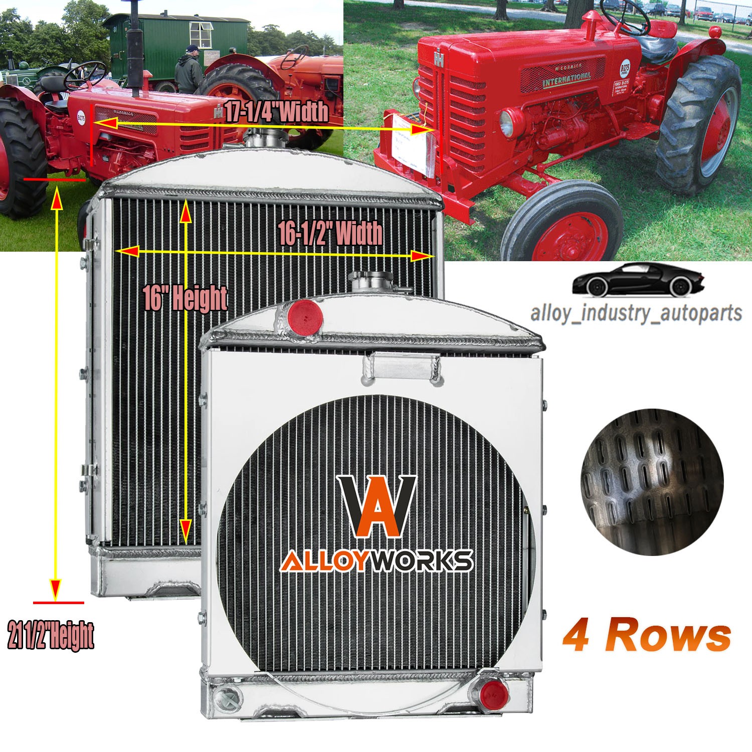 4 Rows Full Aluminum Radiator For Case-IH B275 B-414 424 444 354 364 ALLOYWORKS
