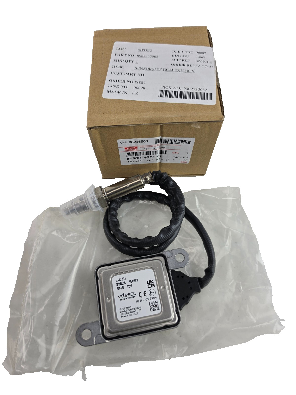 Genuine Isuzu NOx Nitrogen Oxide Sensor 98246506 8-98246506-3 NPR NQR 4HK1 4JJ1