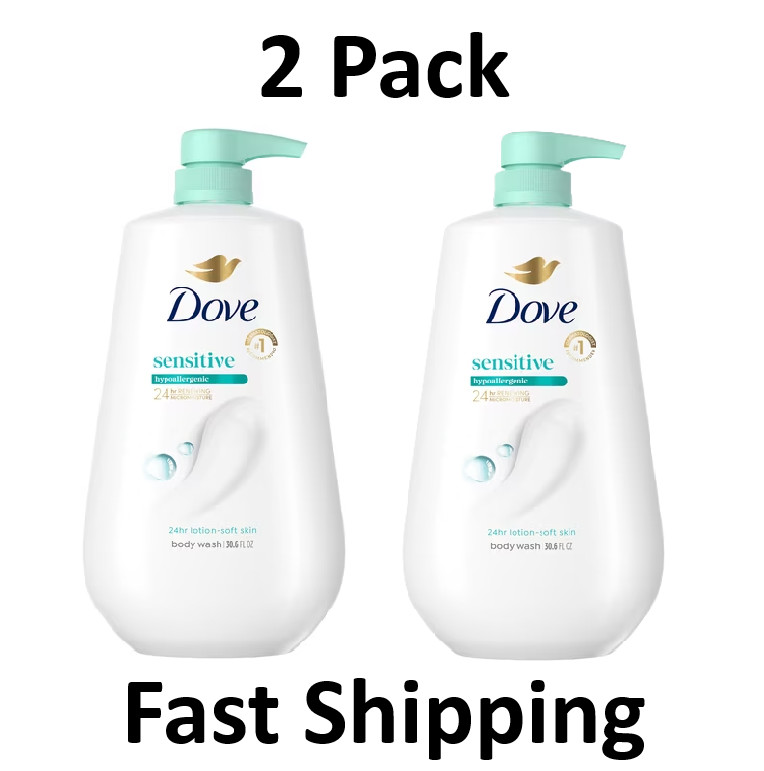 Sensitive Skin Body Wash with Pump 24hr Moisturizing Gentle Cleanser 30.6oz 2 Pk