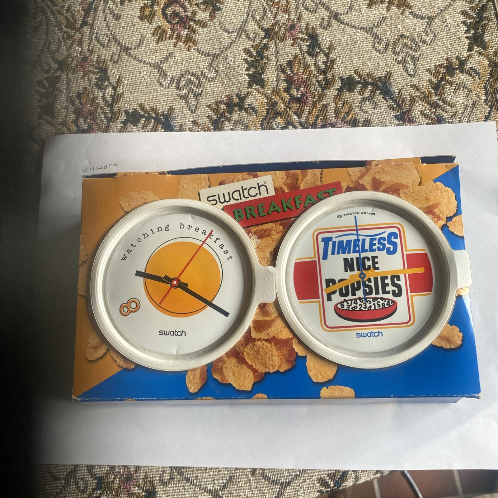 Swatch Breakfast Watch Set Vintage 1995 Sunny Side Up Good Morning GN156 GN135 Swatch Breakfast Watch Set Vintage 1995 Sunny Side Up Good Morning GN156 GN135