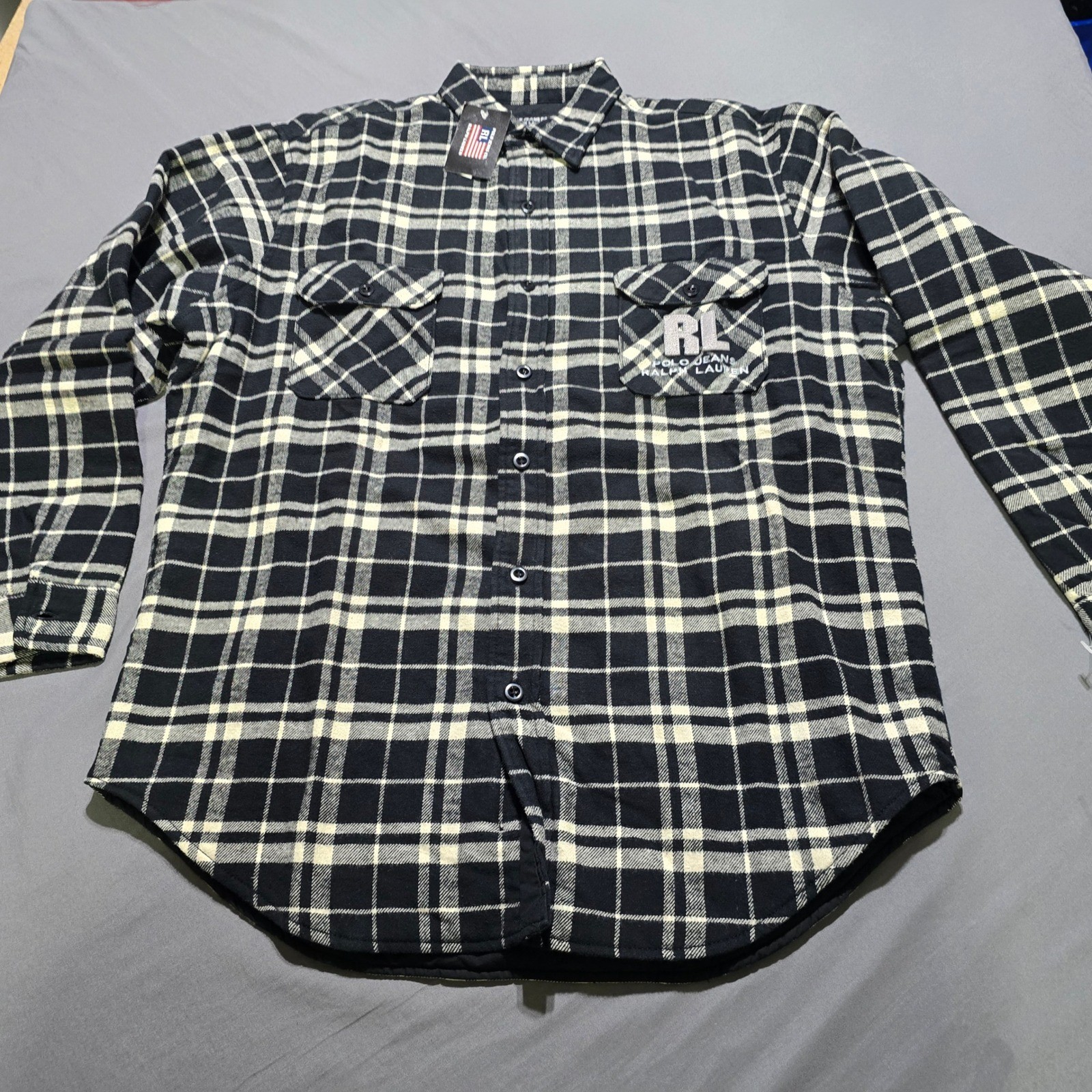 vintage new Polo Jeans Co Ralph Lauren Shirt Jacket Men Large Quilted Truck Stop