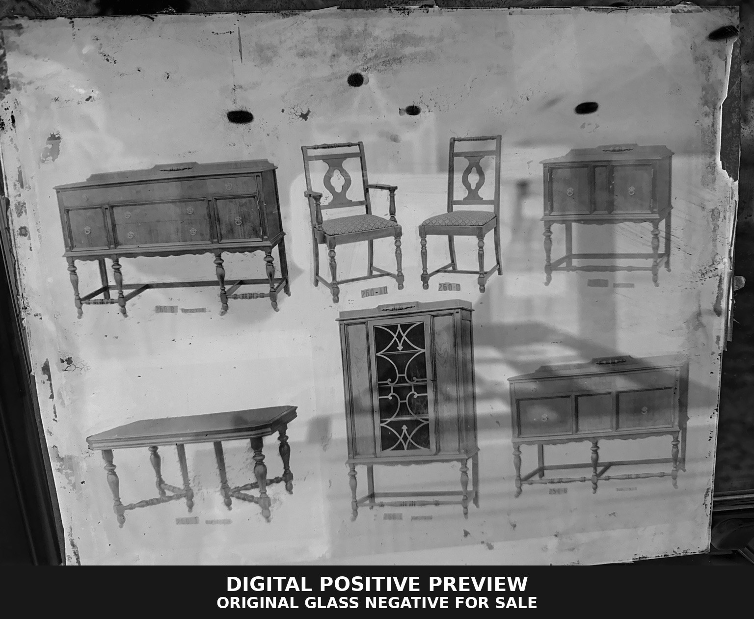 Antique 10x12 Glass Negative Furniture catalog: sideboards, chairs, tables, cabi