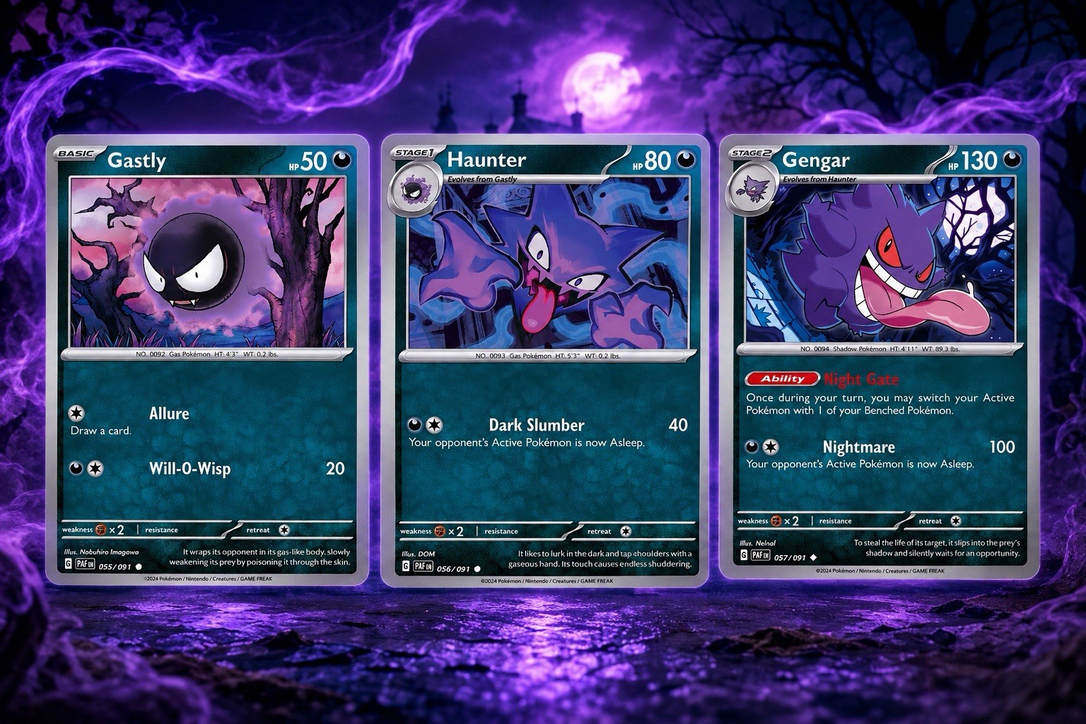 Gastly, Haunter, Gengar Set - Near Mint - Pokemon TCG