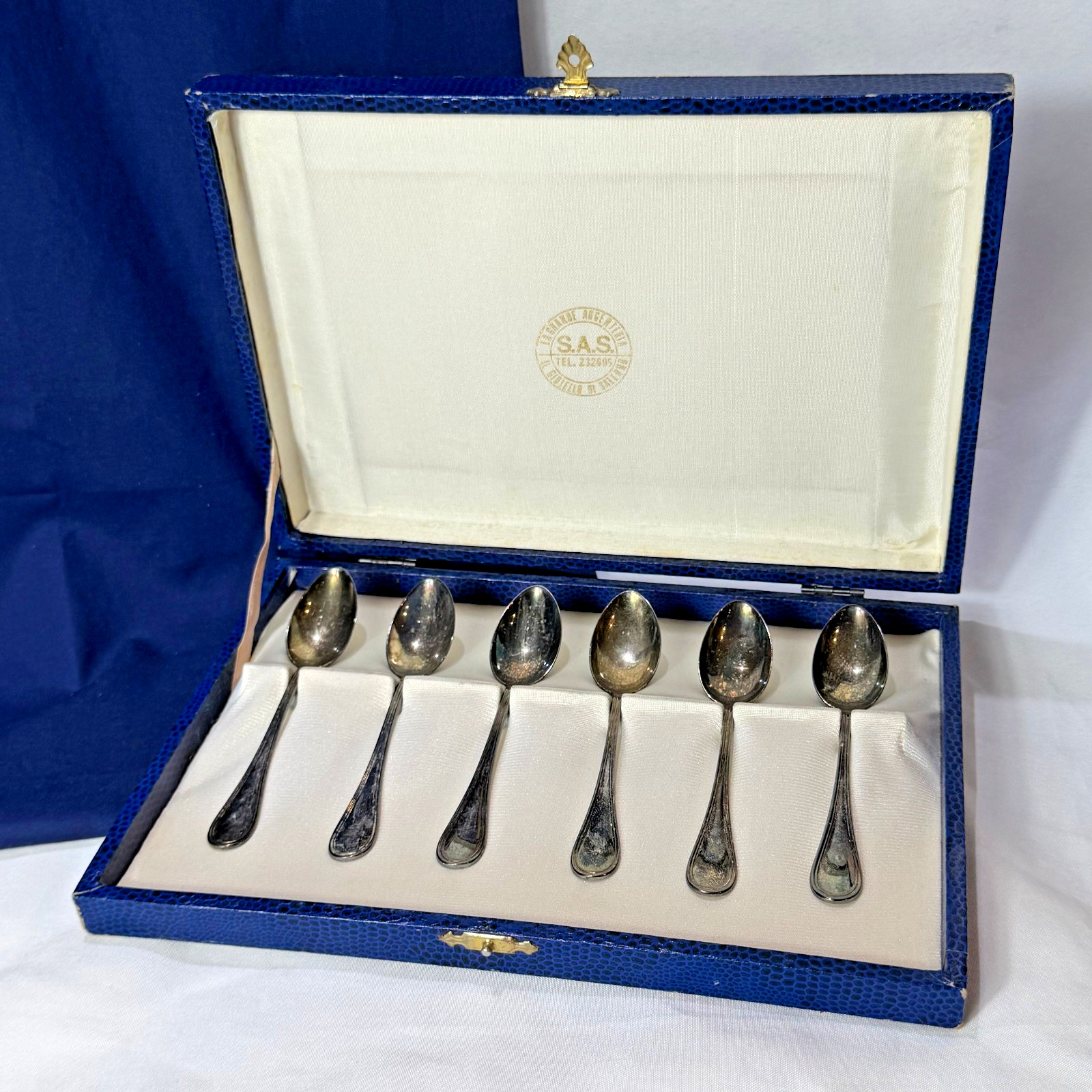 Vtg Italian 800 Silver Demitasse Spoons In Original Presentation Box Padova Vtg Italian 800 Silver Demitasse Spoons In Original Presentation Box Padova