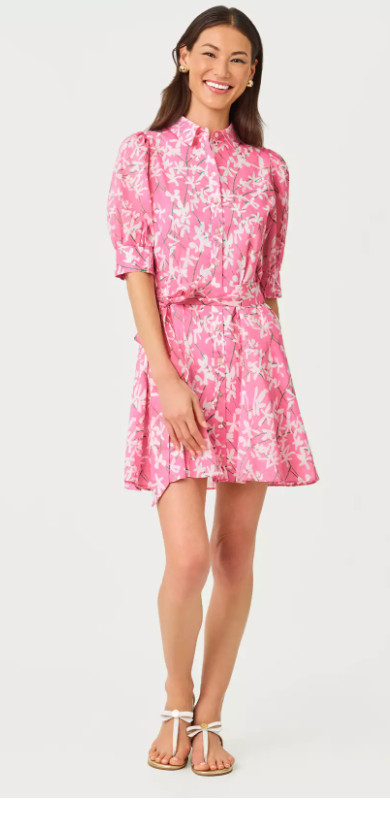 Lilly Pulitzer Larkyn Shirtdress Size 12 Pink and White Floral Dress NWT Lilly Pulitzer Larkyn Shirtdress Size 12 Pink and White Floral Dress NWT