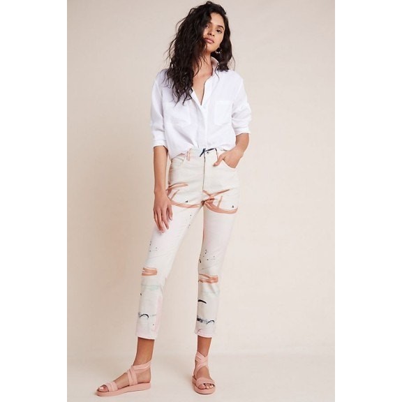 New Anthropologie x Moglea Ultra High-Rise Slim Straight Jeans $158 Size 28