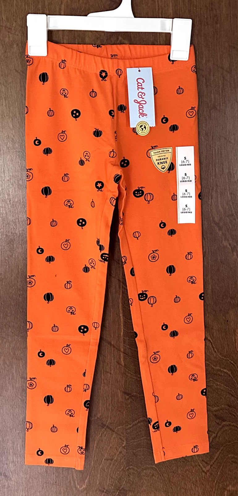 Cat & Jack NWT Girls' Orange Black Halloween Leggings