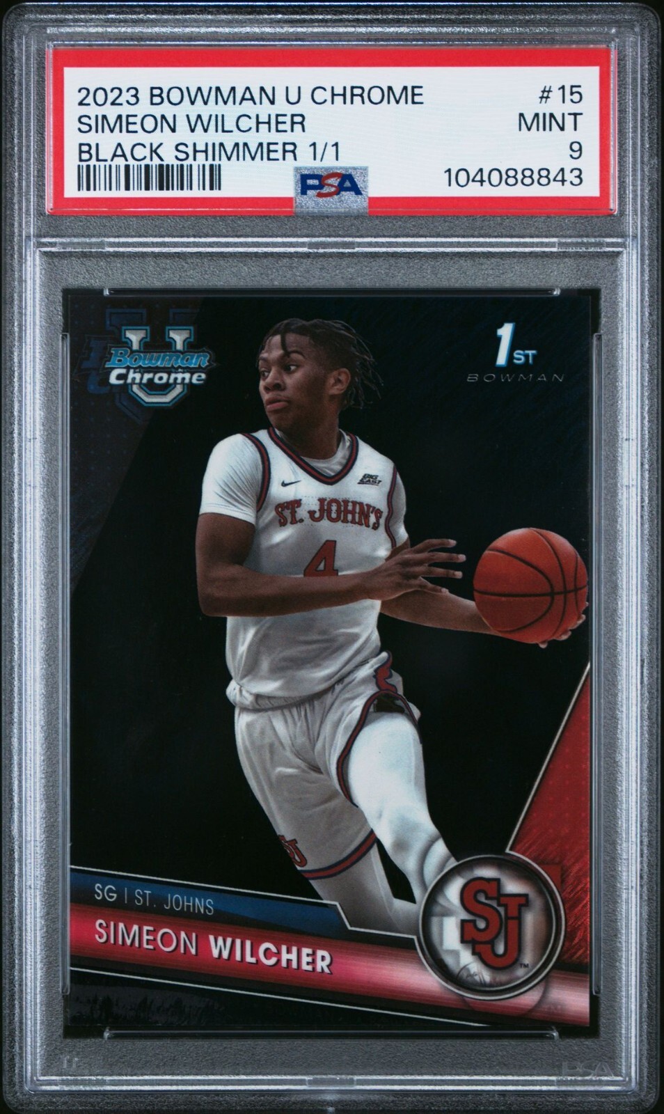2023 Bowman U Chrome 15 Simeon Wilcher Black Shimmer 1/1 PSA 9
