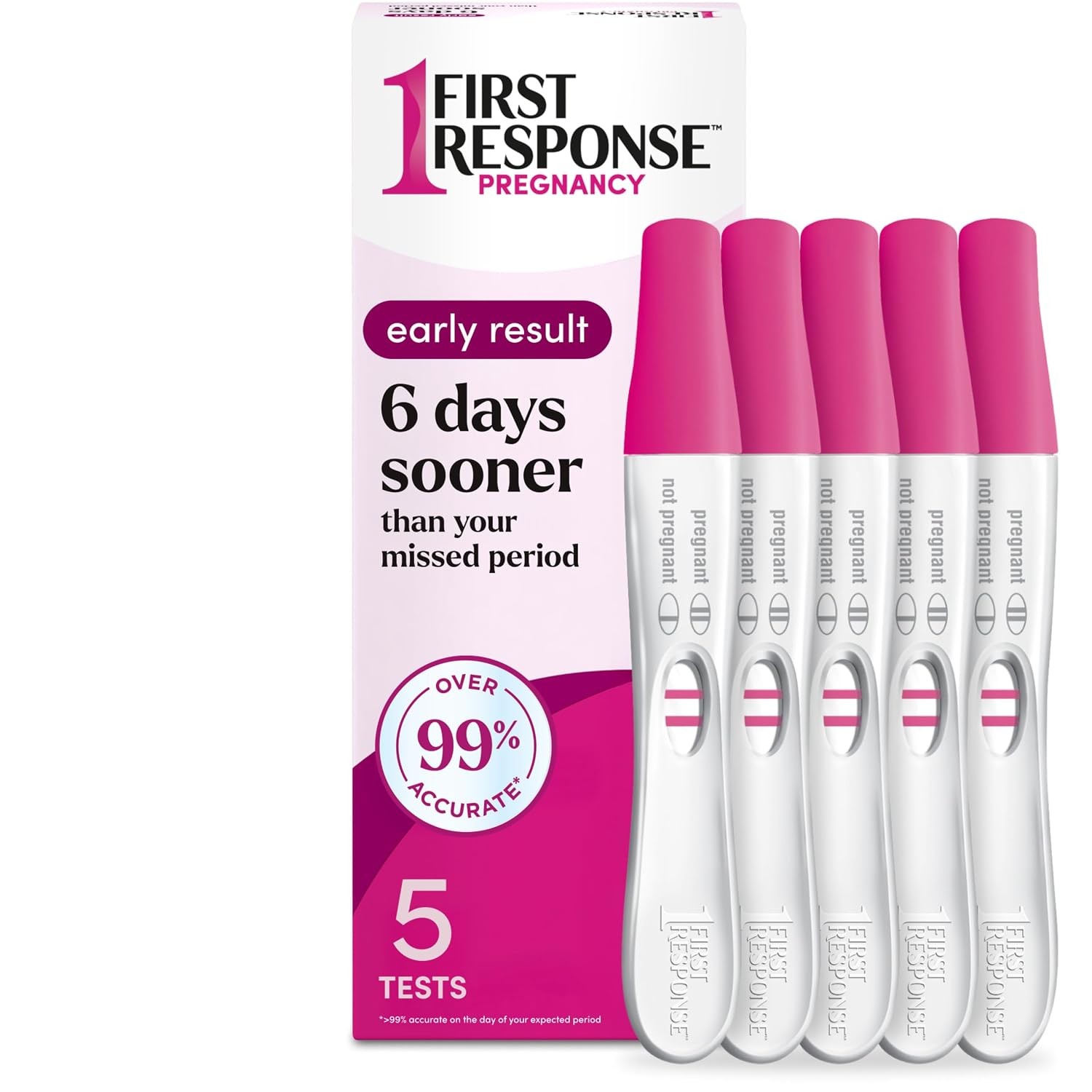 First Response Early Result Pregnancy Test, 5 Count Pack of 1 First Response Early Result Pregnancy Test, 5 Count Pack of 1